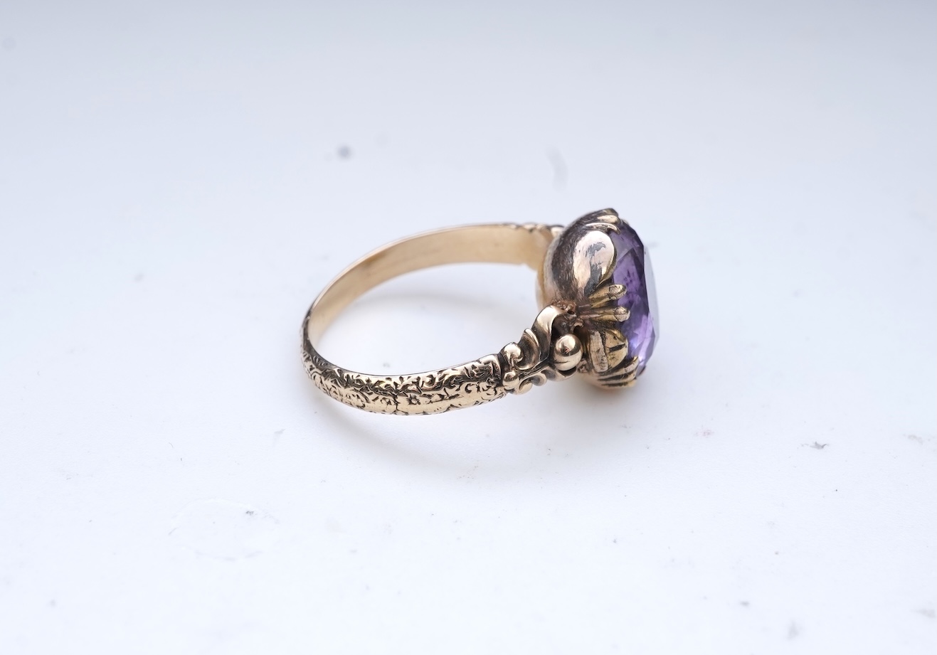 An amethyst ring, 19th century composite